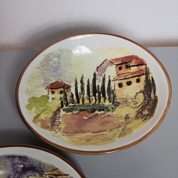 William Sonoma Tuscan Appetizer Plate Ceramic Portugal Oval Oil Dip Dish 5 inch - Picture 3 of 6